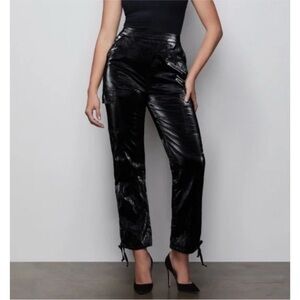 Good American The Paper Black Cargo Pants Patent Sz 3